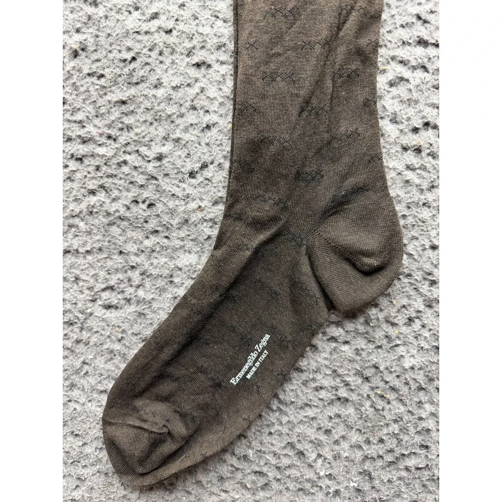 NWT Ermenegildo Zegna Iconic Triple X Knee Socks Oasi Barck Microf One Size